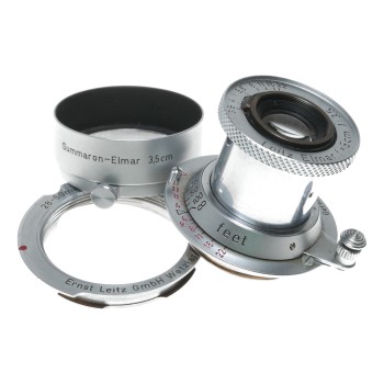 Leitz Elmar Red Scale 1:3.5 f=5cm M39 RF coupled with M adapter hood