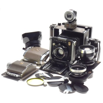 Linhof Super Technika V complete kit 3 Schneider lens finder Rollex grip cased Linhof Super Technika V complete kit 3 Schneider lens finder Rollex grip cased