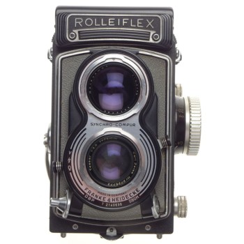 Grey Rolleiflex T 120mm film camera waist level finder Zeiss Tessar 1:3.5/75mm