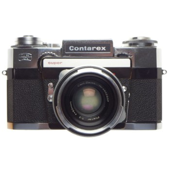 ZEISS CONTAREX Super SLR 35mm chrome film camera Planar 1:2/50mm lens case strap