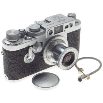 BEAUTIFUL LEICA IIIg 3G CAMERA LEITZ CHROME PRIME ELMAR 1:3.5/5cm LENS f=50 CAP